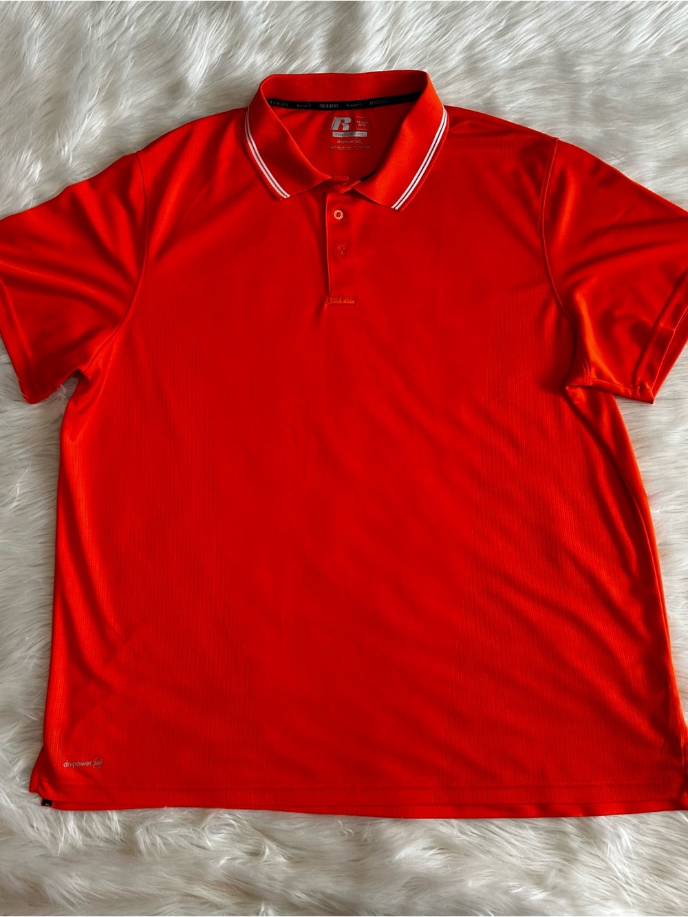 Russell Athletic Men’s Bright Orange Polo with Contrast Trim